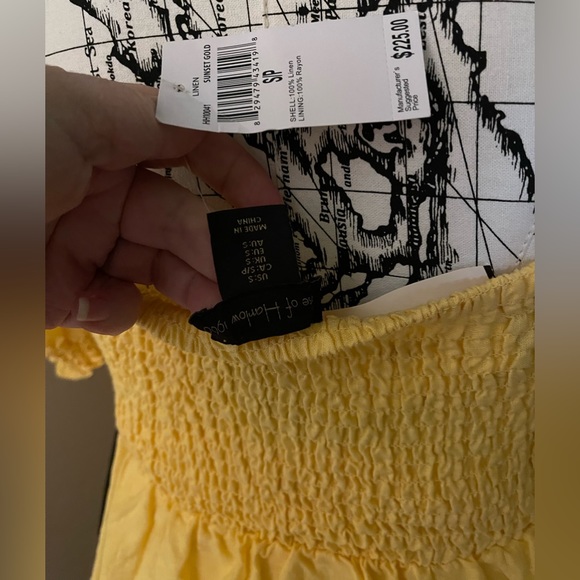 House Of Harlow 1960 100% Linen Faded Warm Yellow Designer Dress - Picture 2 of 4